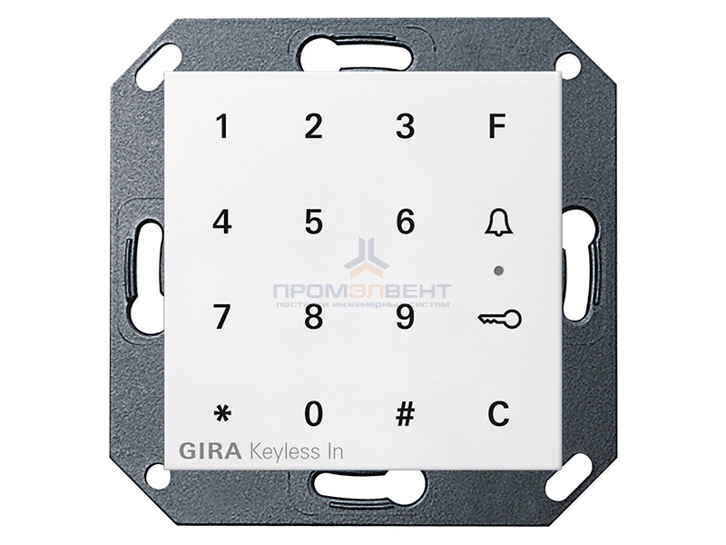 Цифровой кодовый замок Gira System 55 + E22 глянцевый белый