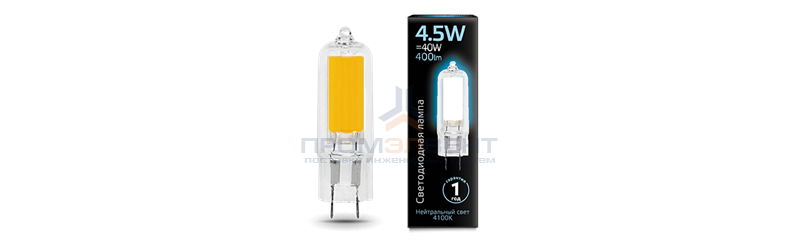 Лампа Gauss G4 AC220-240V 4.5W 400lm 4100K стекло LED 1/10/200