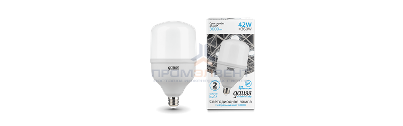 Лампа Gauss Elementary T120 42W 3600lm 4000K E27 LED 1/12