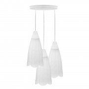 16-23 Светильник декоративный, подвесной, "Брауэр", пластик, 3хЕ27 15Вт, 220В, белый, шнур белый, 800мм, крепление на планку, Ø250х220мм, лампочки в комплект не входят.