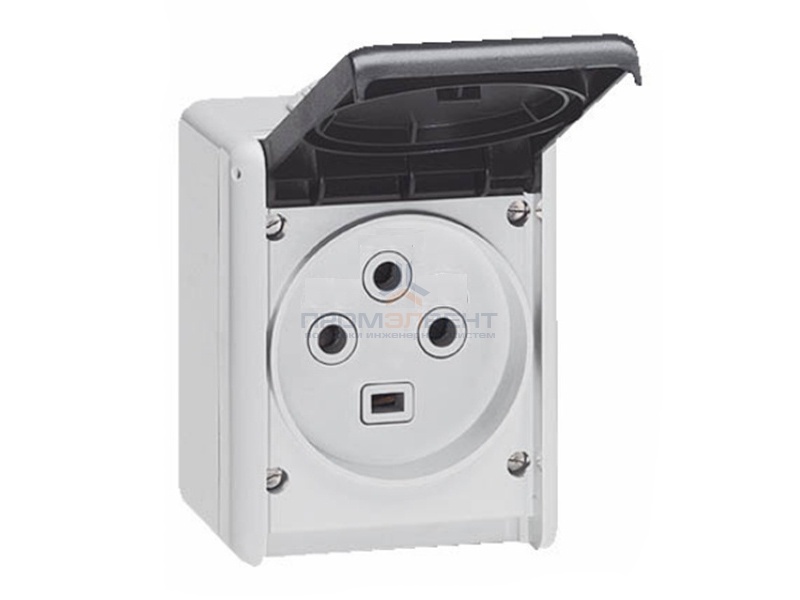 Розетка 3К+Н 32А 380V IP55 Legrand Plexo
