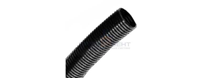 Труба PA6V0, гибкая гофр. д.32мм, без протяжки, цвет тёмно-серый [бухта 25м]