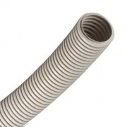 Труба ПВХ гибкая гофр. д.16мм, лёгкая с протяжкой, цвет серый [бухта 50м]