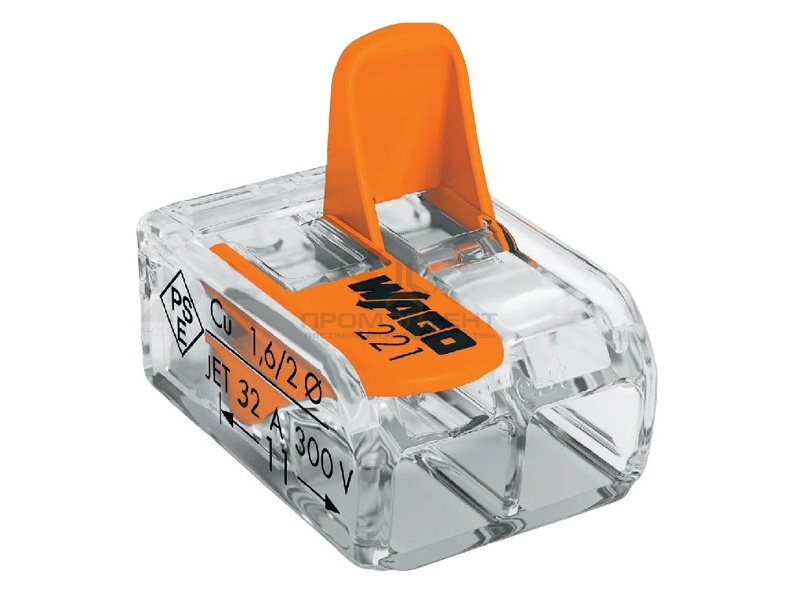 Клеммник WAGO 2 (одножильных или многожильных) х 0,08-4мм2 32A Cu [уп. 100шт]