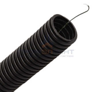 Труба гофрированная ПНД HF d25мм с протяжкой безгалогенная стойкая к ультрафиолету черная [50м]