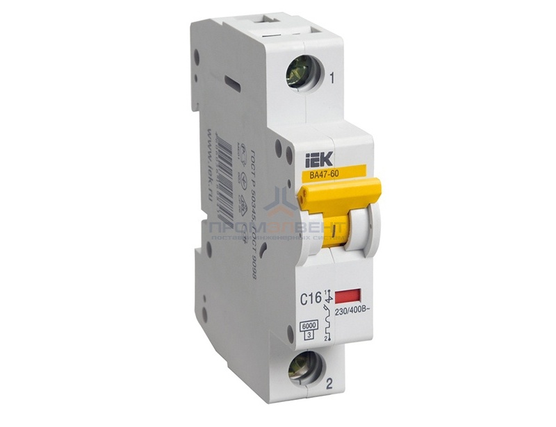 Автоматический выключатель ВА 47-60 1Р 50А 6 кА характеристика С ИЭК (автомат)