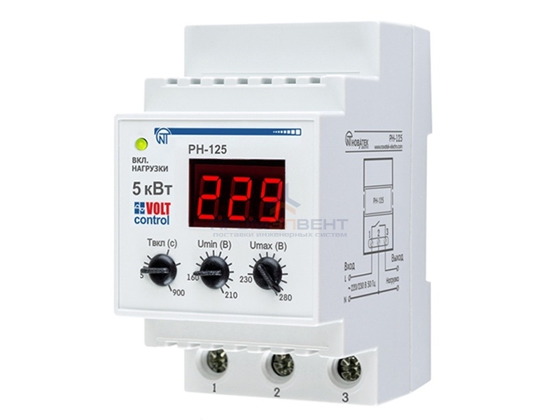 Однофазное реле контроля напряжения РН-125 25А на DIN-рейку