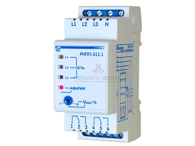 Трехфазное реле напряжения, перекоса и последовательности фаз РНПП-311.1