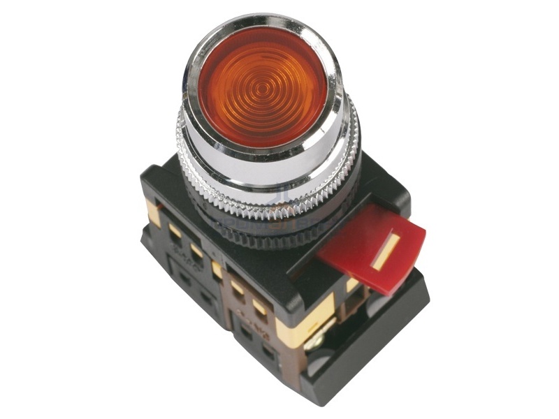 Кнопка ABLF-22 красный d22мм неон/240В 1з+1р ИЭК